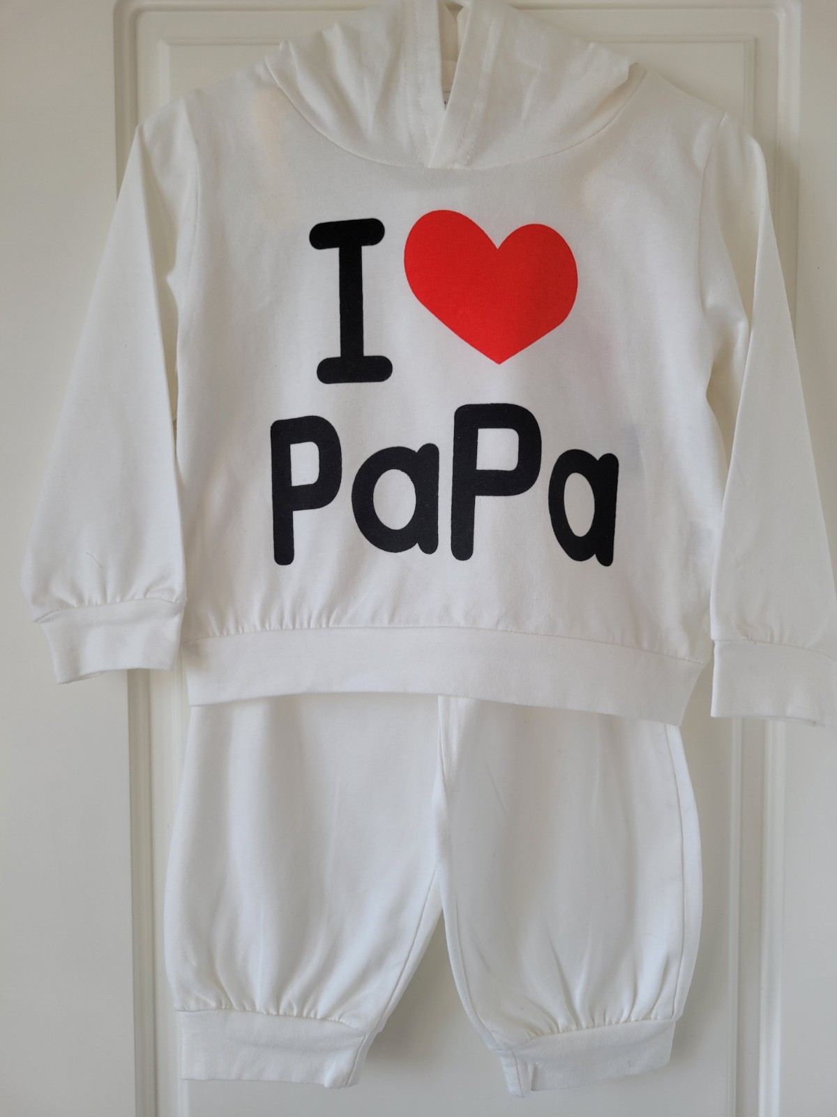 Toddler Infant Baby “I Love Papa” Logo Wording Sweatshirt Trouser 2pc Outfit Set