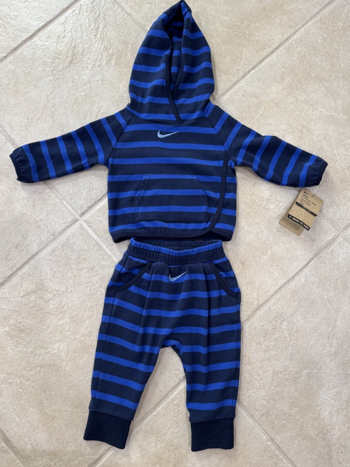Nike Sportswear Fleece 2 Piece Hoodie and Jogger Set College Navy Blue 12M $60
