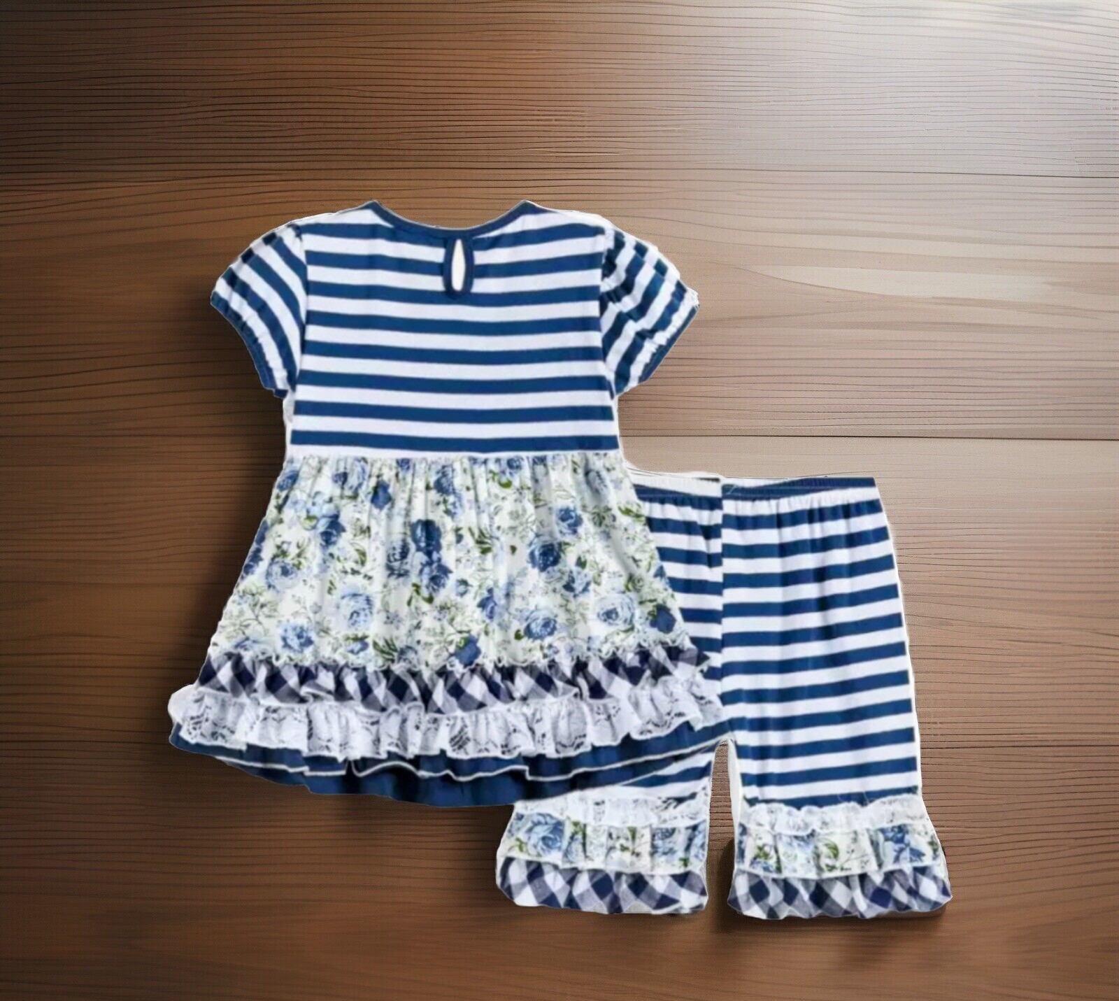 Girls NWT Ruffles by Tutu & Lulu Capri Pants Set & Dress Shirt 2 Pc Free Bow 5