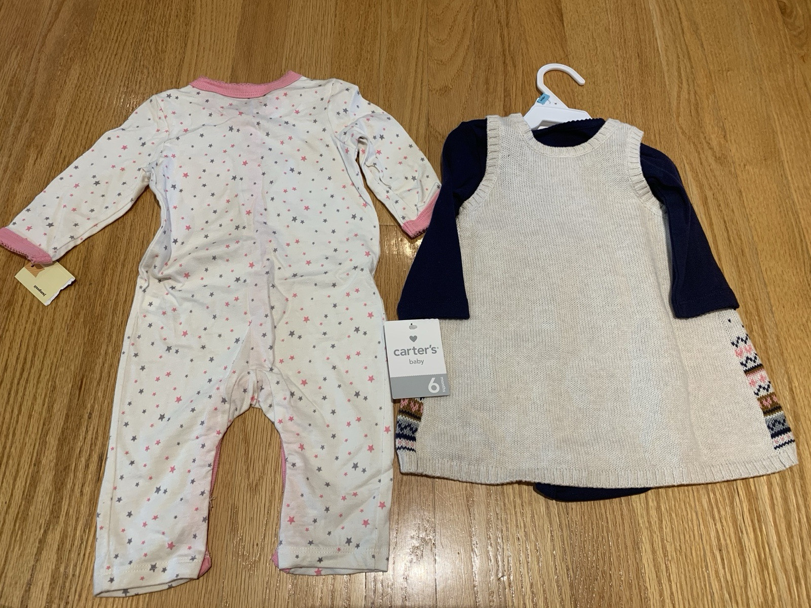 Lot Of 2 Carter’s Girls 6M Sweater Dress Shirt & Cherokee 1 Piece Button Up