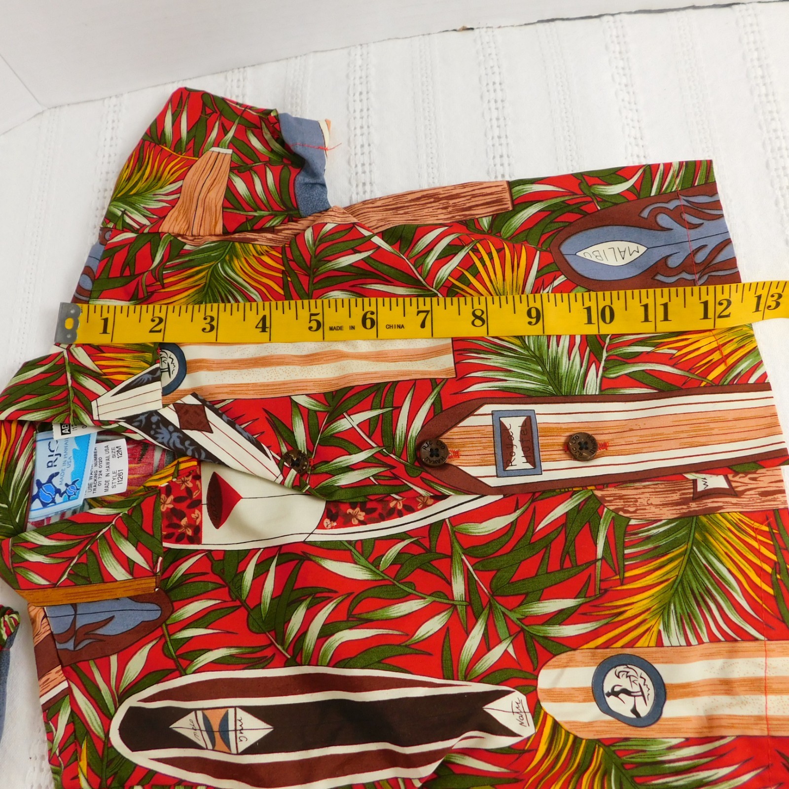 RJC Infant Boy Hawaiian Shirt Shorts Set 12M Cotton Surfboard Tropical Pattern