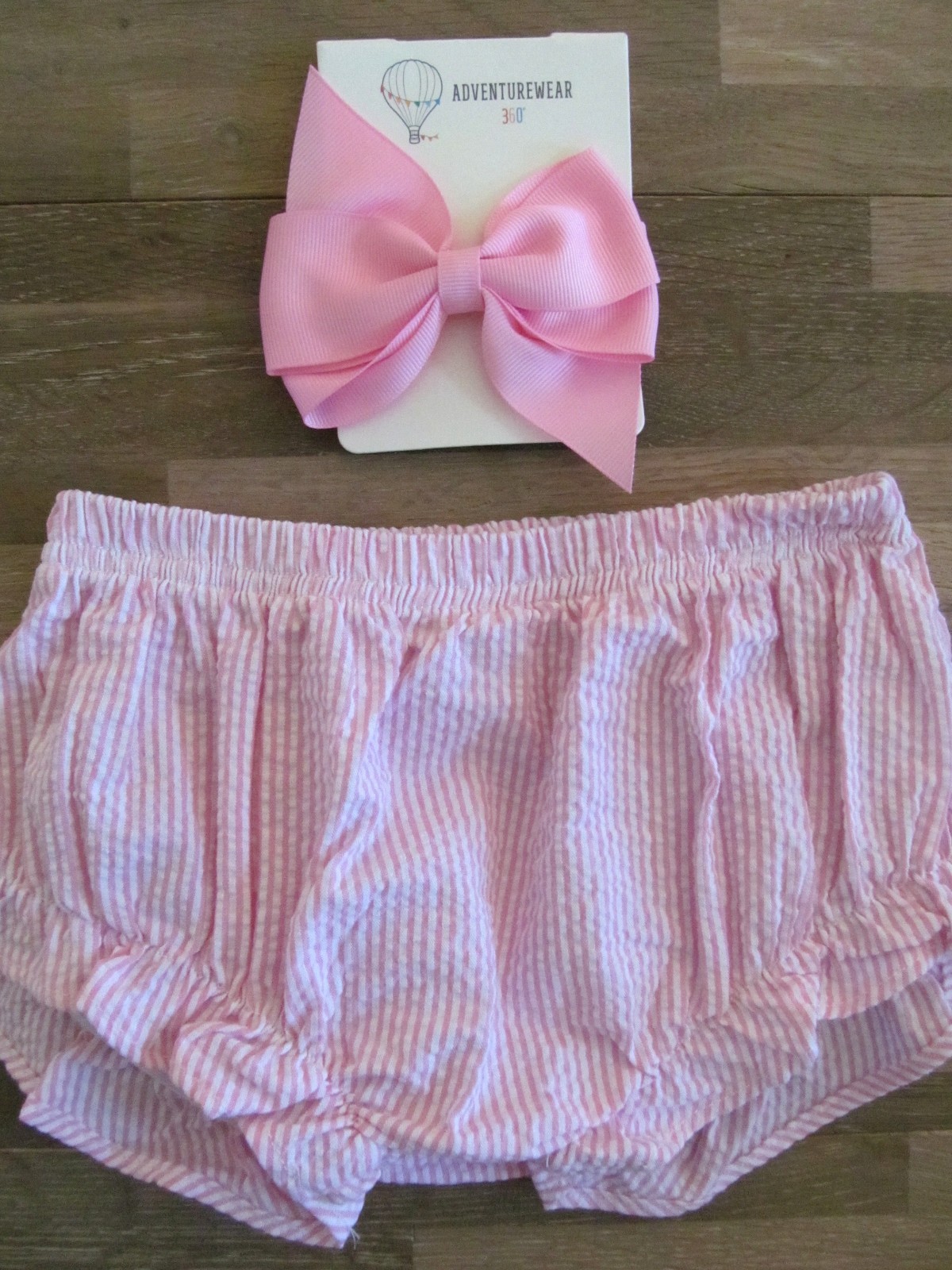 Baby Girl Pink Striped Seersucker EASTER Dress 12 Mo Boutique Embroidered BOW!
