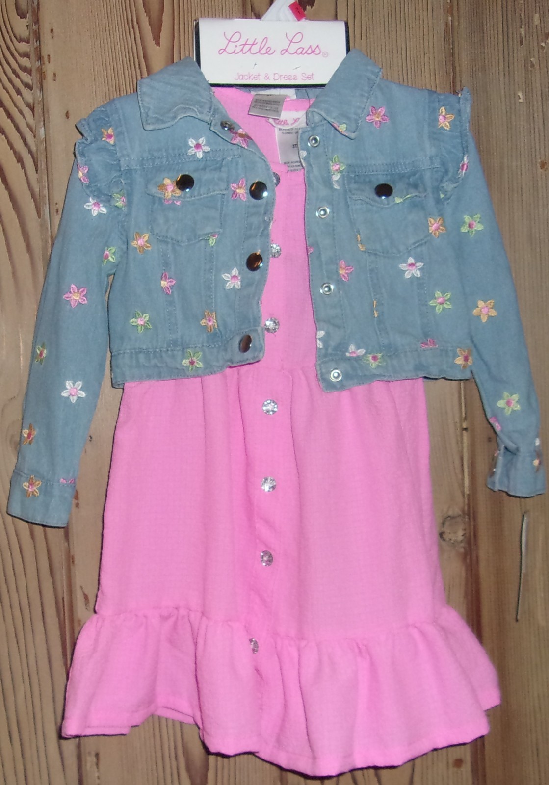 Little Lass Girl’s 2 Piece Dress & Jean Jacket (Pink) Size: 3T NWT