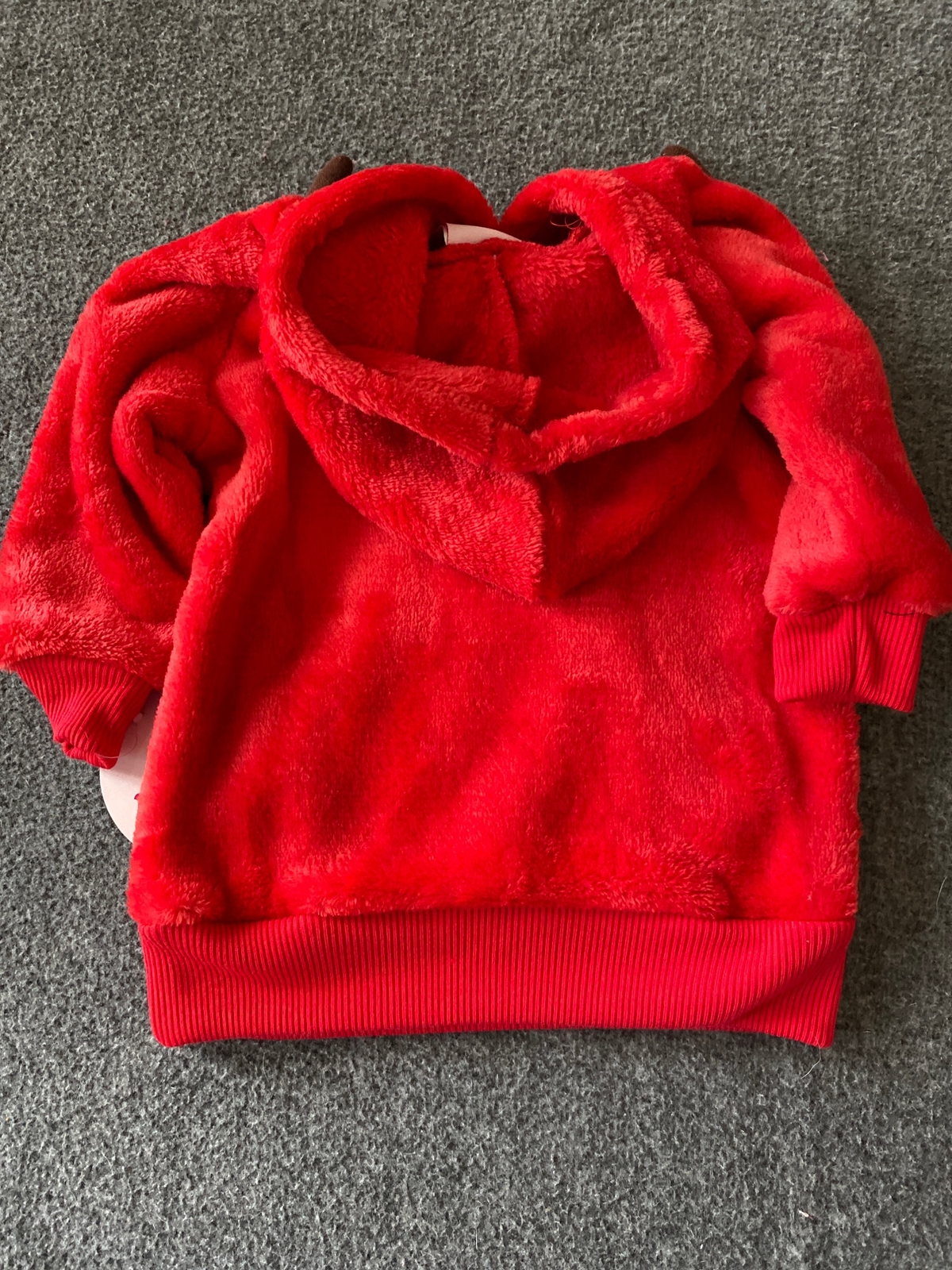 Nannette Kids Red fleece reindeer Top black Leggings 2 Piece Outfit 12M Months