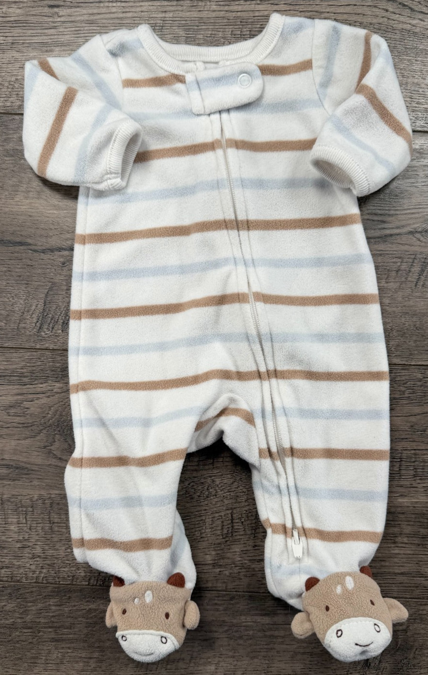 Baby Boy Clothes Simple Joys Carter’s Preemie Fleece Striped Cow Footed Outfit
