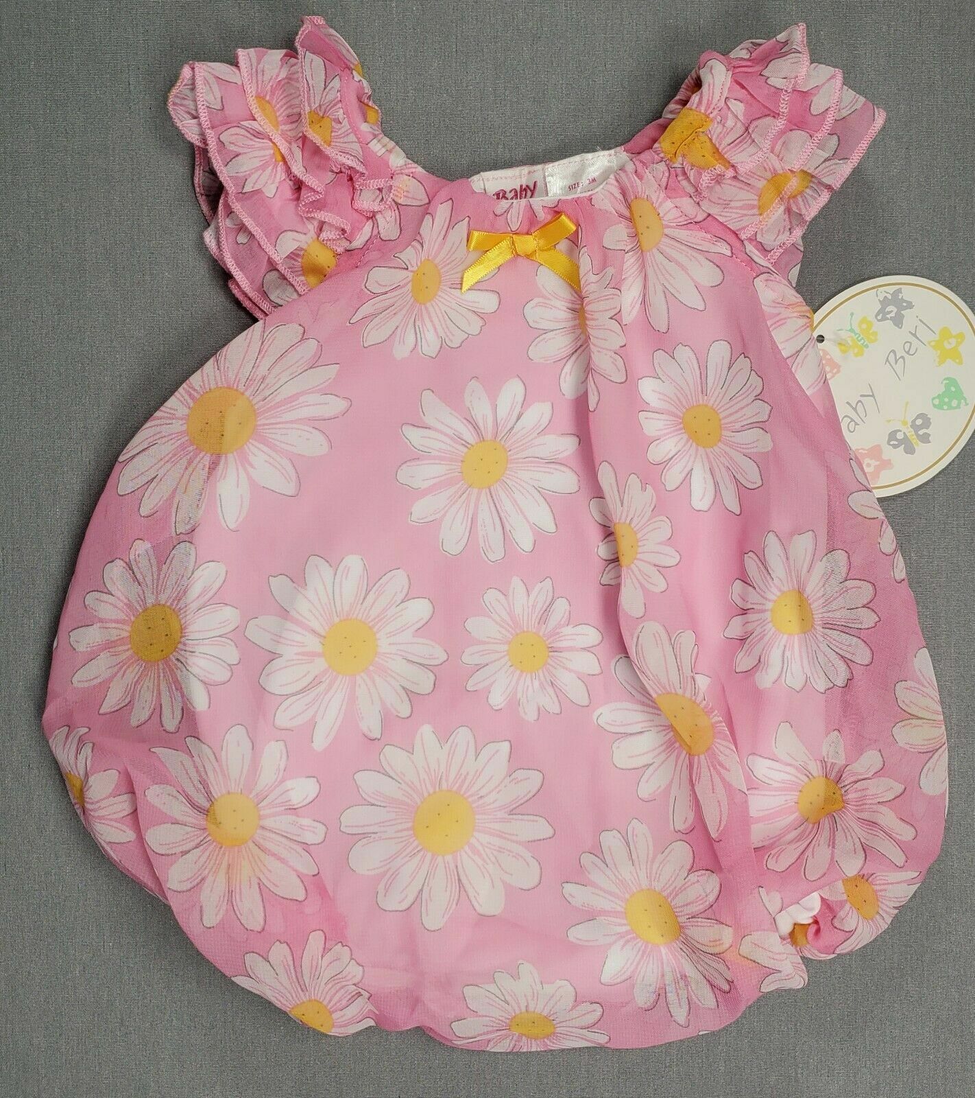 Baby Girl New Baby Beri 3 Month Dressy Pink Daisy Romper Outfit