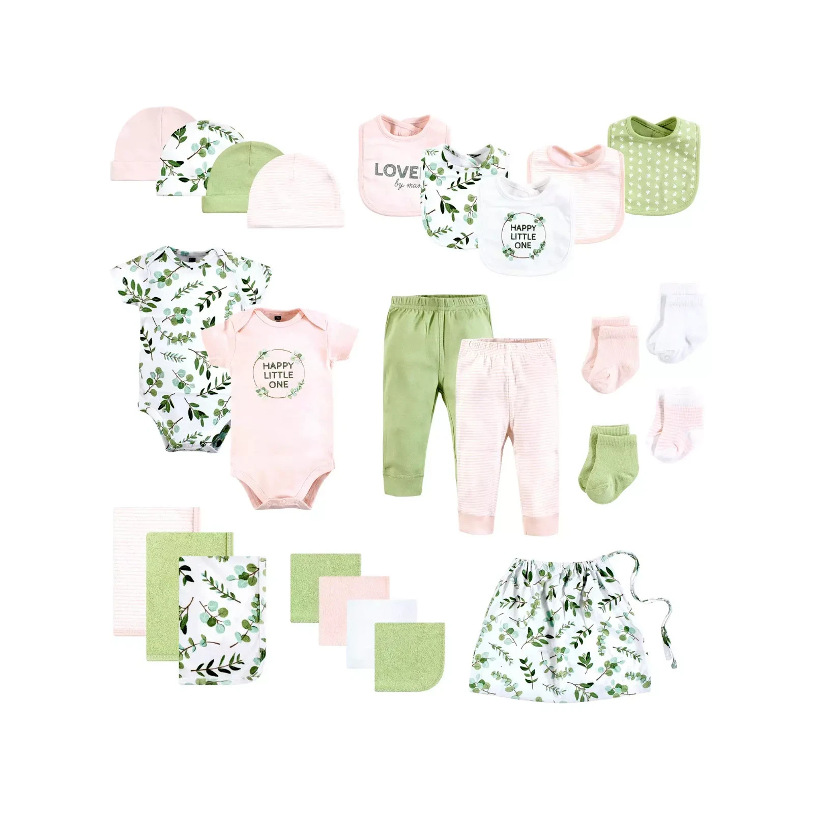 Baby Girls’ Hudson $70 Pink Eucalyptus 25-Piece Clothing Gift Set 3-6 Months NWT