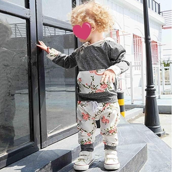 Baby Girl 2 Piece Outfit Floral Hoodie and Pants Matching Headband 12/18 Months