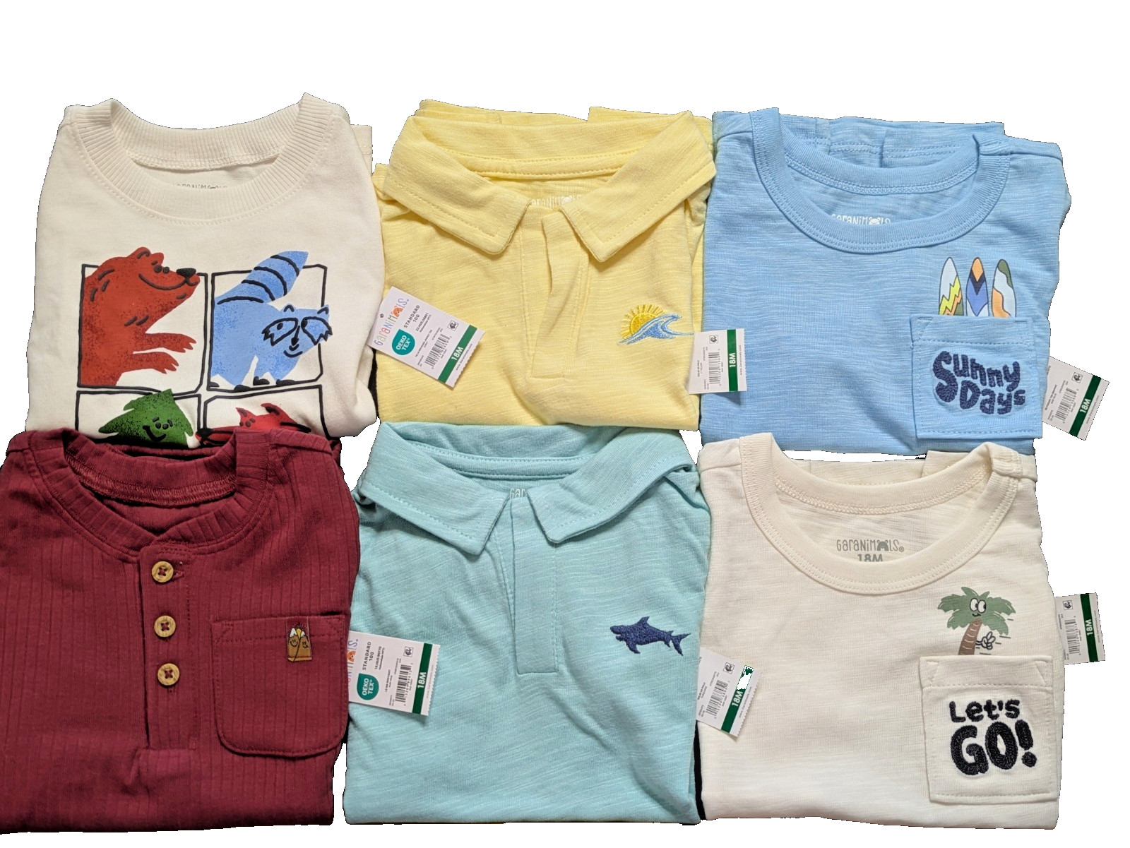 Garanimals Toddler Boy 18 Months Bundle Lot 6pc NWT Polos Pocket Tees Bodysuit