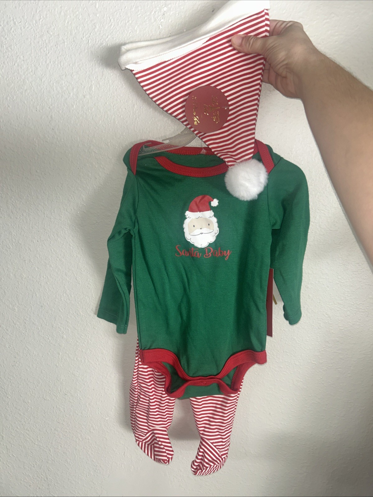 6/9m 3 piece Christmas Outfit NWT red green white