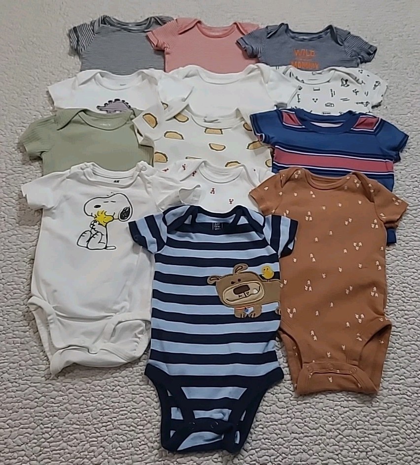13PC Baby Boys 3 Month Short Sleeve Shirts Spring Clothing Lot Casual one piece