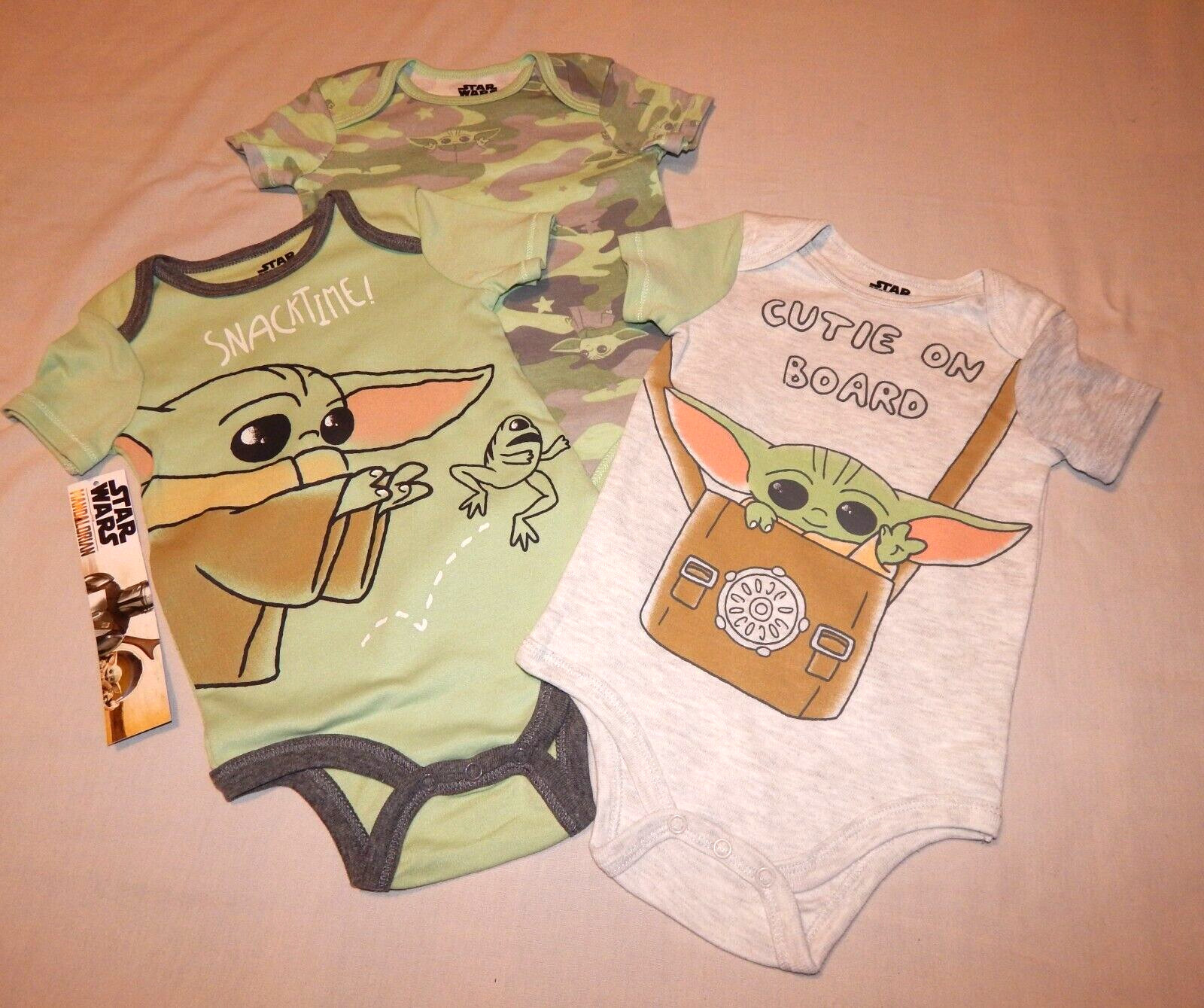 Baby Boys Yoda 3 pc Pack Bodysuit Set Size 18 Months Star Wars Camo NEW Outfit