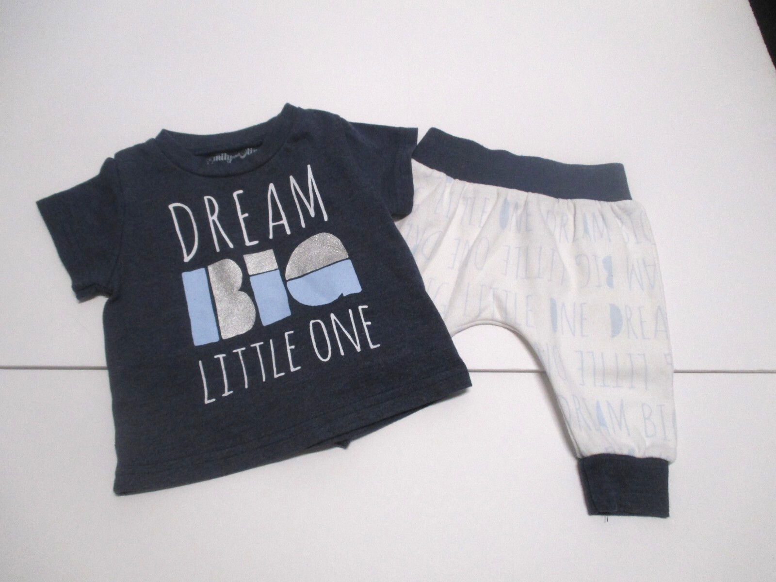 2 INFANT BOYS EMILY & OLIVER & MELANGE BLUE GRAY OUTFITS SIZE 0-3 & 3 MONTHS BSO