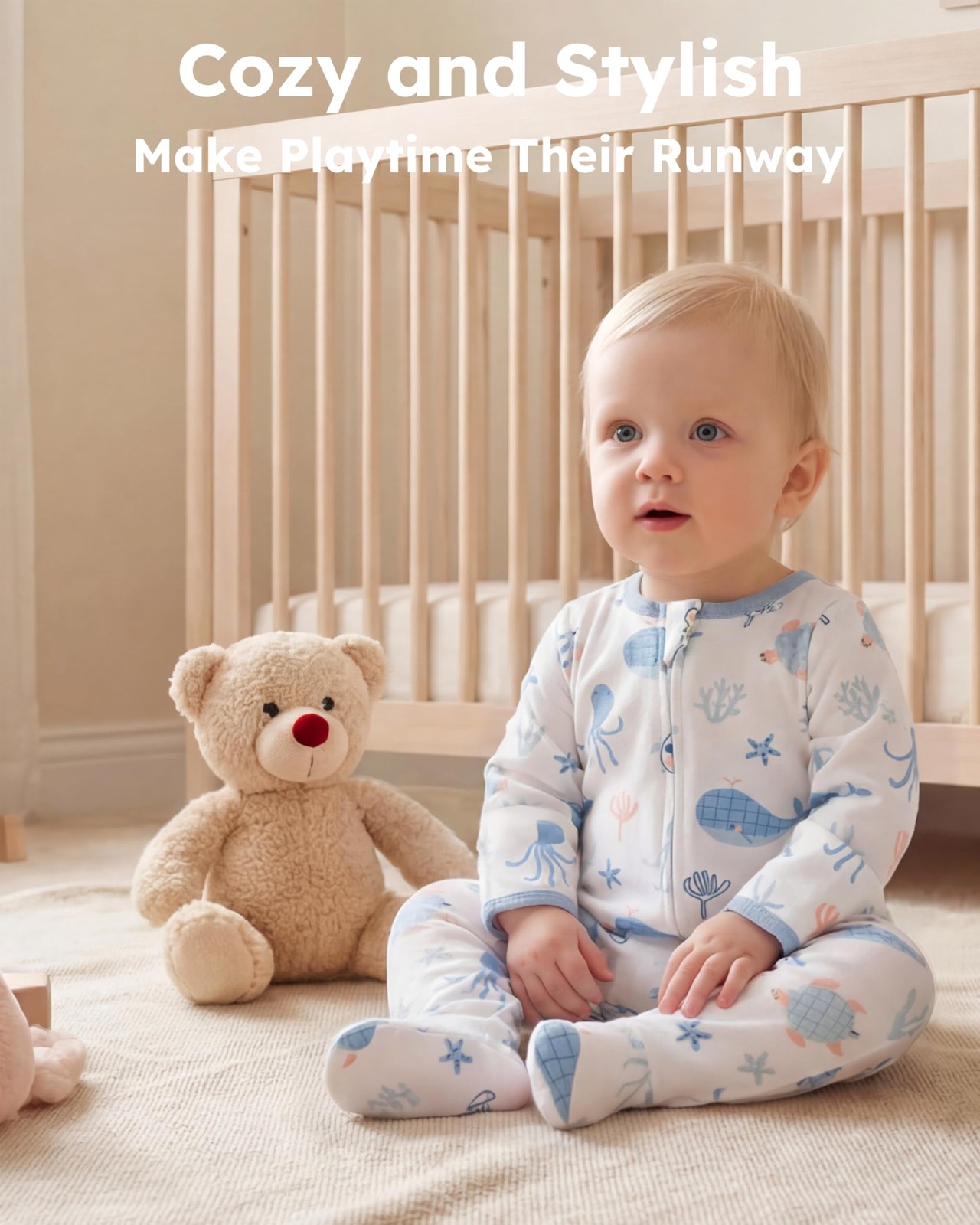 Fiemol Baby Boy Sleepers 100 Cotton Footie Pajamas Newborn 0-3 3-6 6-9 Months