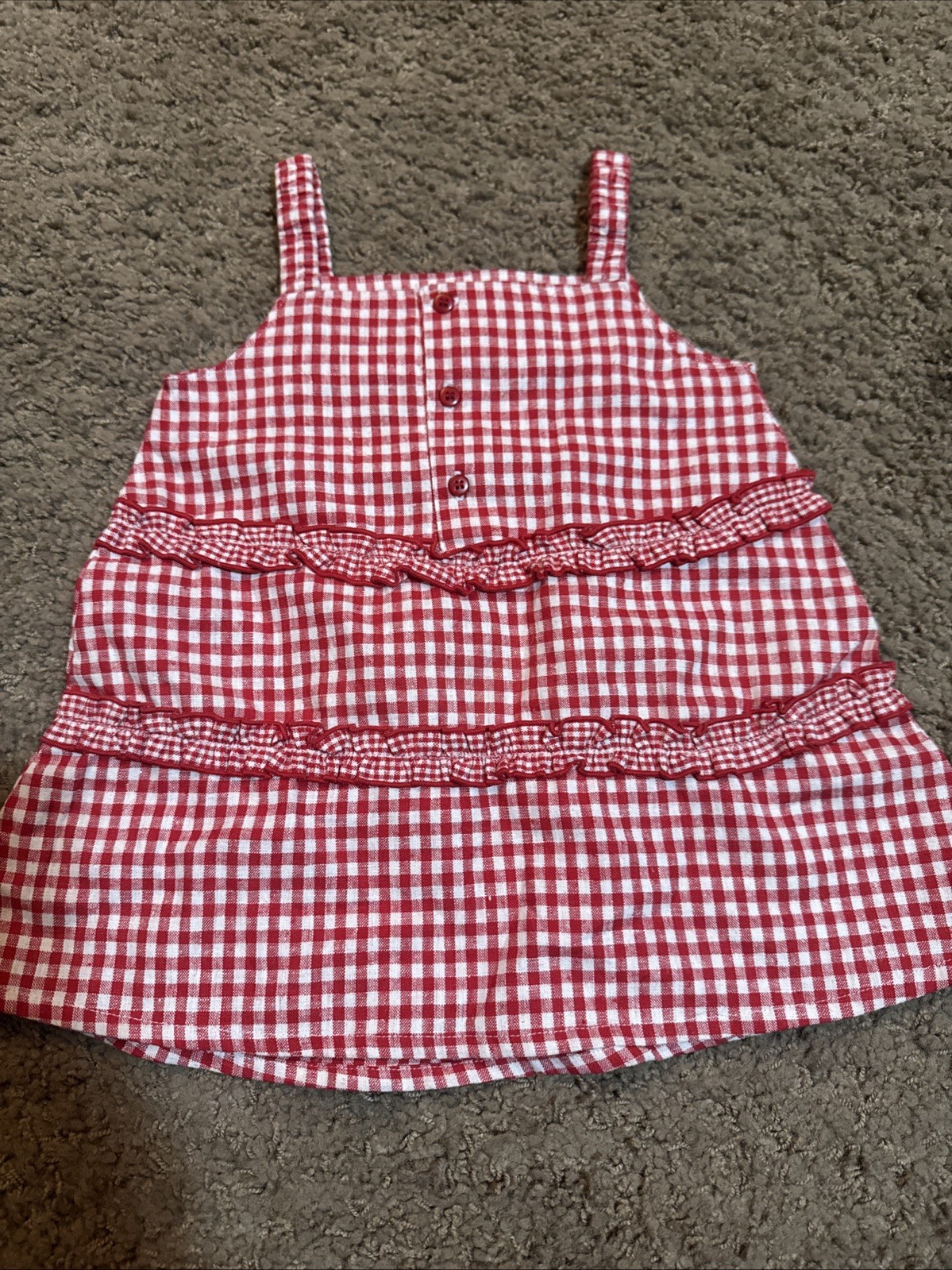 NWT Sears Girls Bloomers Dress And Cardigan Set Red Plaid Cherry 24 Months