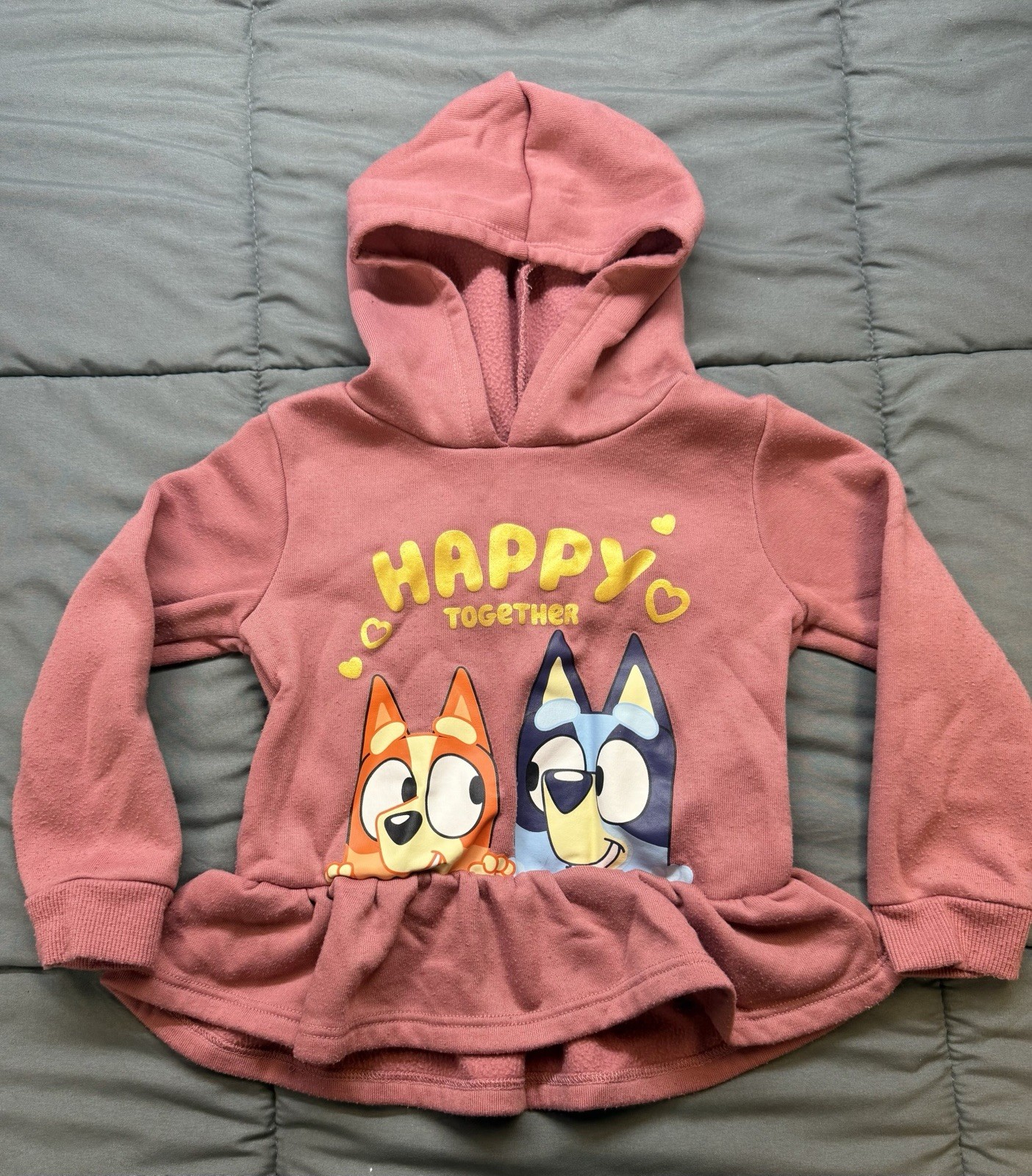 Pink Bluey 4T Hoodie, Sweatshirt, Toddler, Girls Sweatshirt With Ruffle Bottom ￼