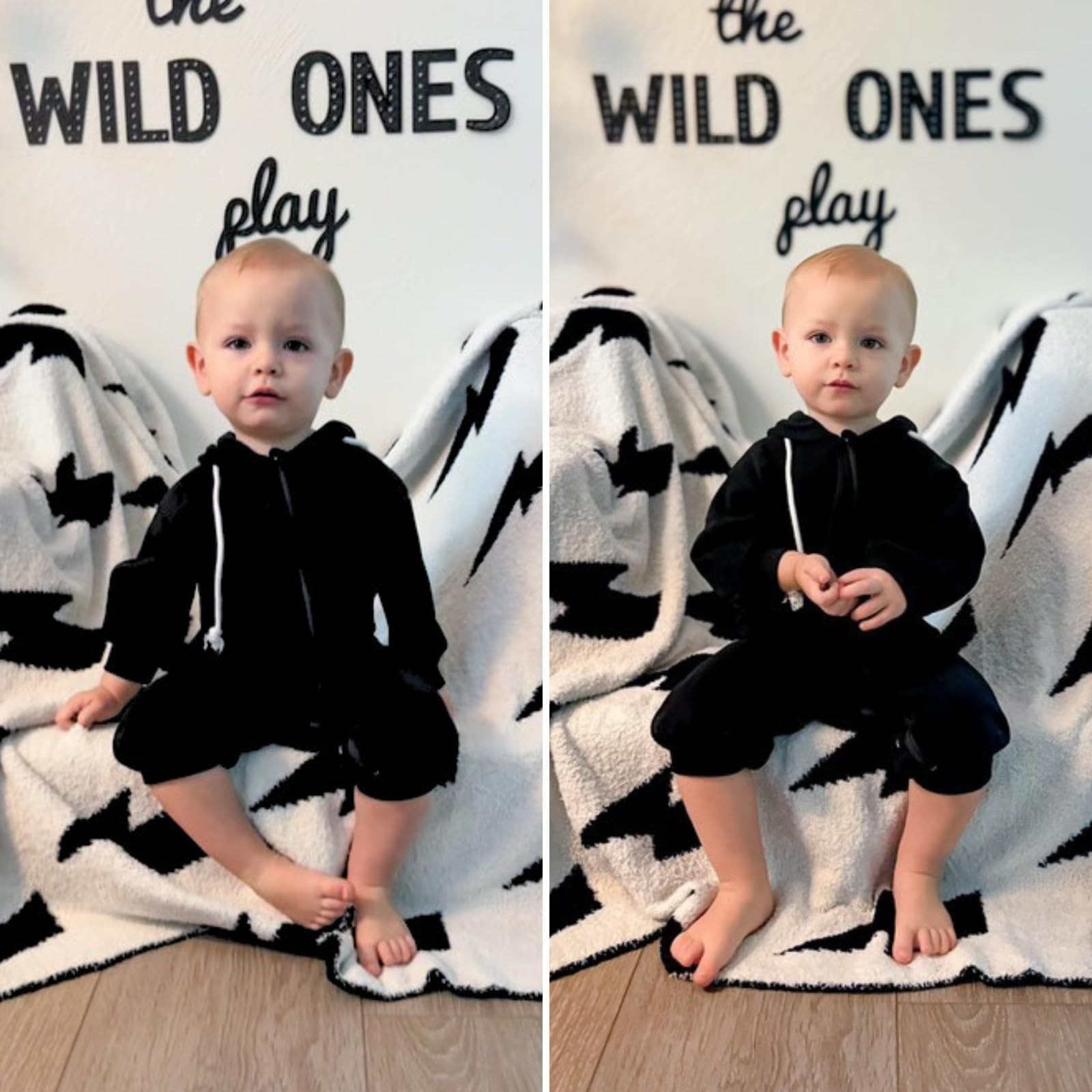 Unutiylo Unisex Baby Boys Girls Black Long Sleeve Infant 6-12 Months,