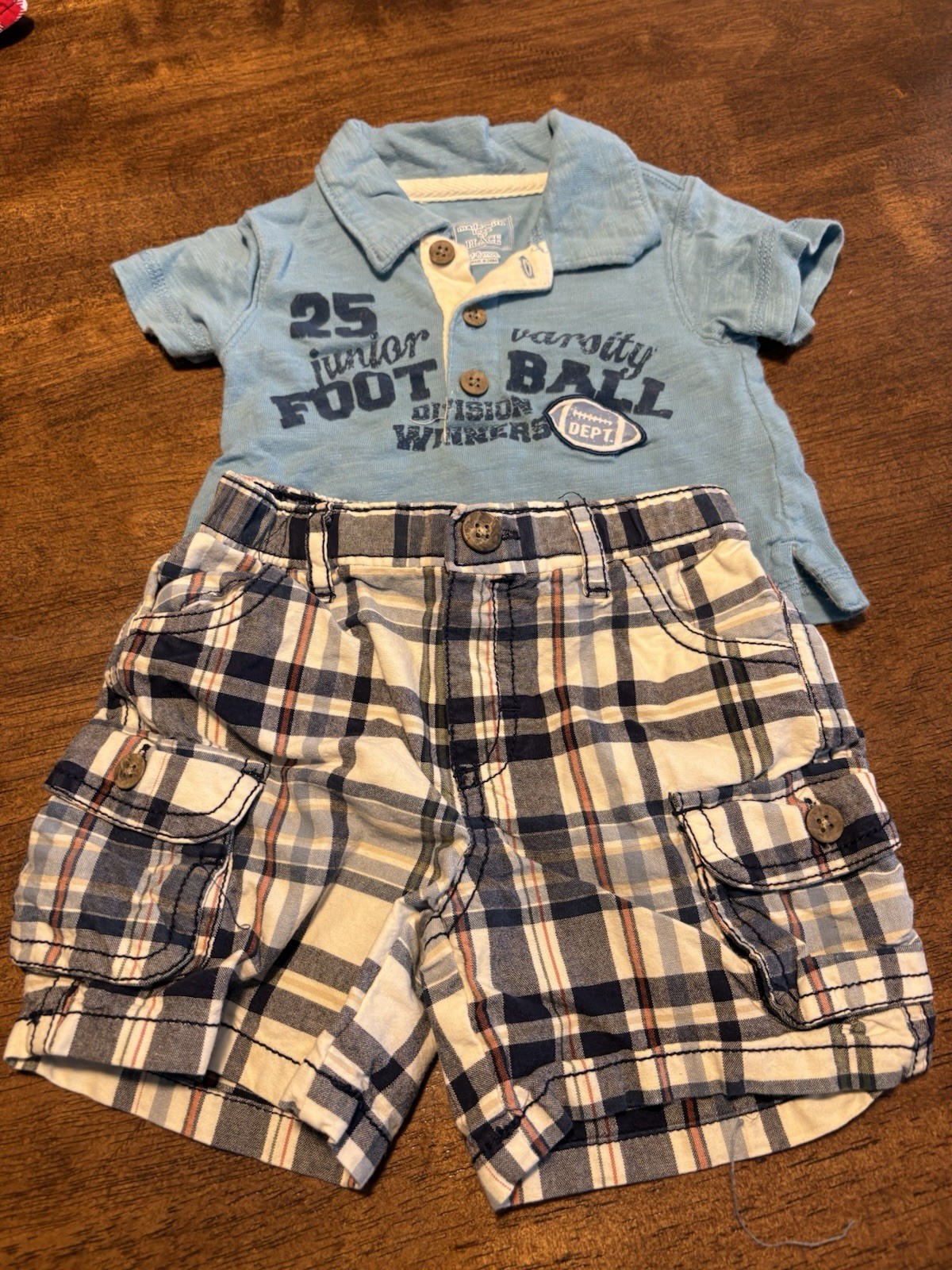 Boys 3-6 Month One Piece Football Theme Tee Combo & Shorts Set FREE SHIPPING