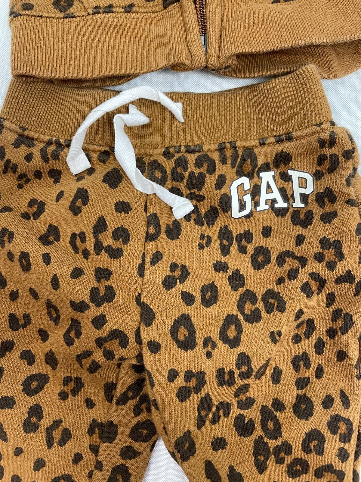 Adorable Gap Leopard Print Outfit Baby Size 0-3 Months Brown Hood With Ears