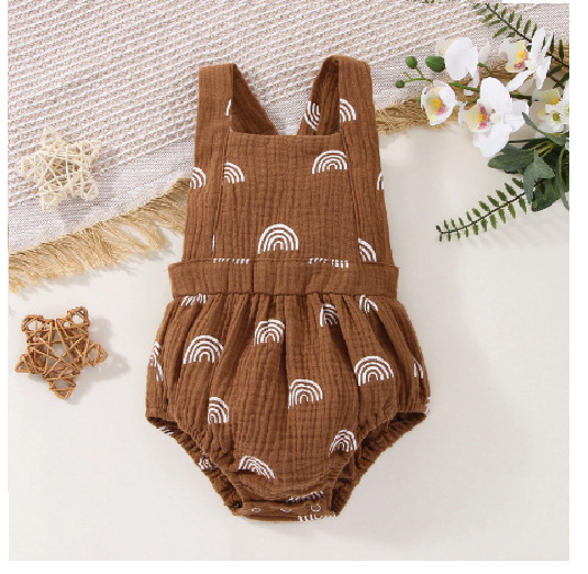 Baby Girls Jumpsuit Infant Romper Leisure Creative Printing Sleeveless Suspender