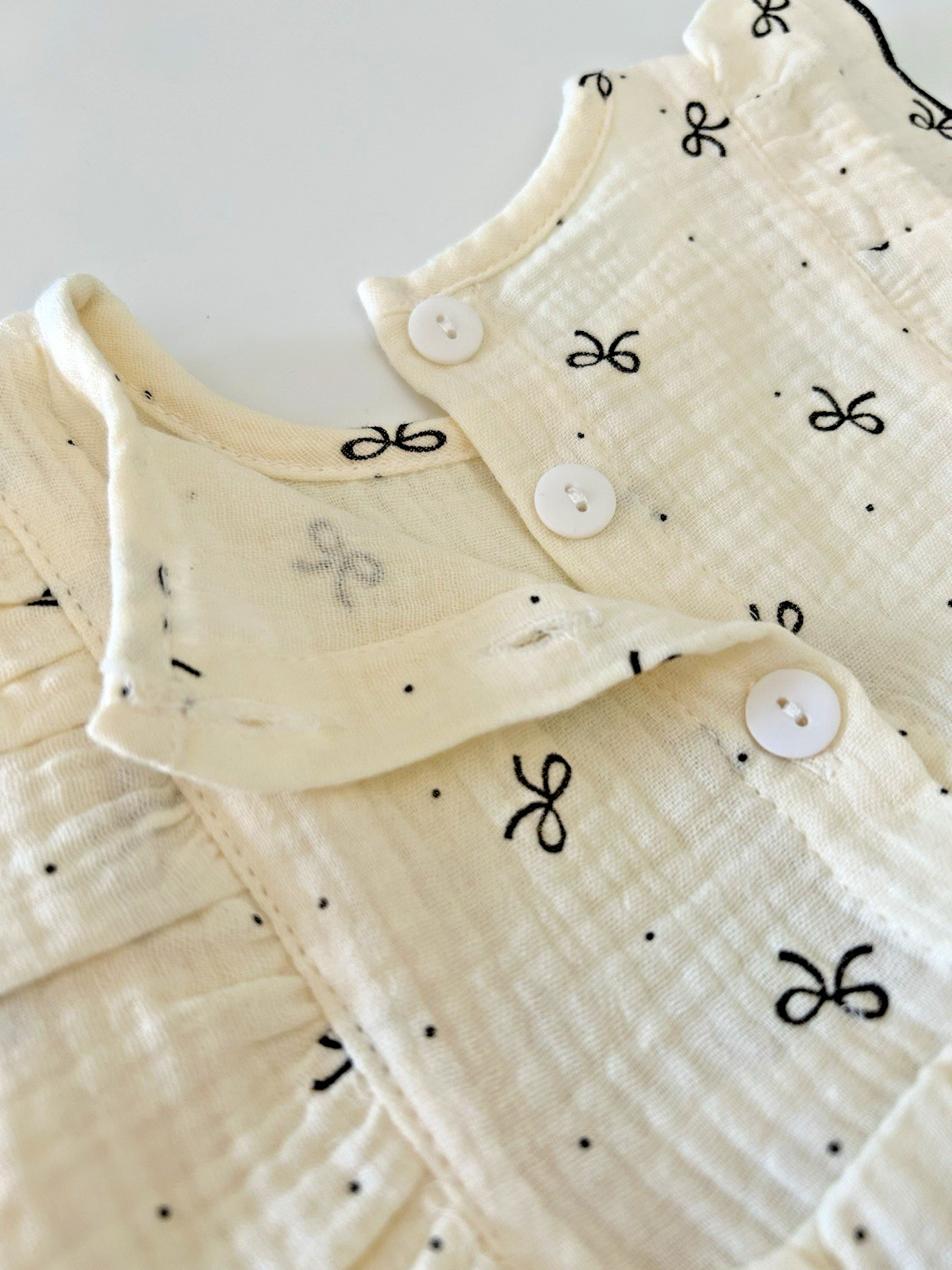 Baby Girl Ruffle Sleeve Muslin Romper Outfit Set Bow Headband Cotton Summer 3-24