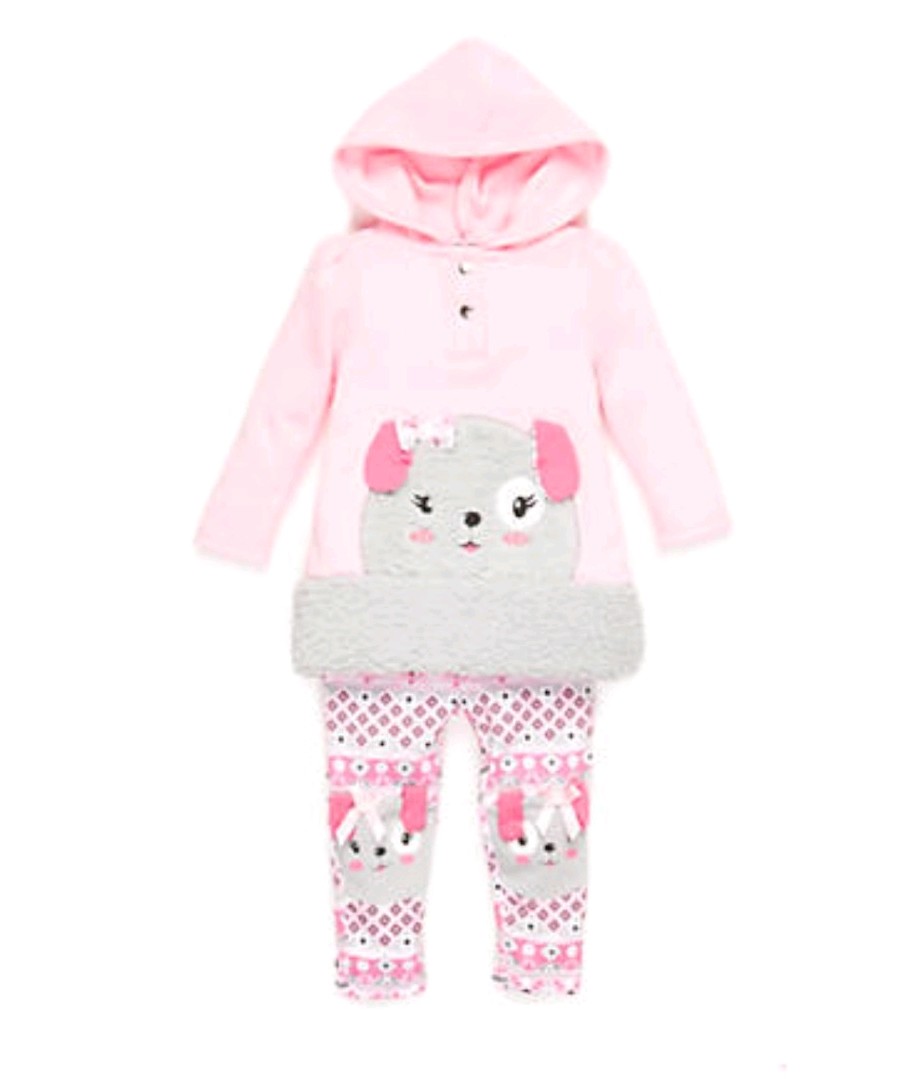 Nannette Lepore Baby Girl’s Pretty in Pink Puppy Hoodie Tunic & Legging Set-18M