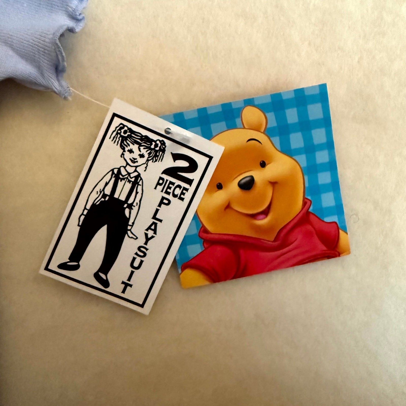 Vintage 90s Disney Winnie the Pooh Overalls Set Girl Size 3T Blue Striped Piglet