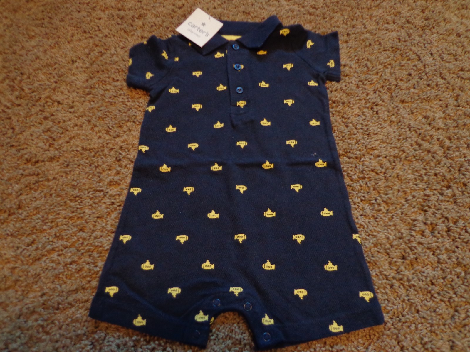 CARTER’S boy’s sz 12 months NWT cotton short sleeve outfits (2) shark & subs