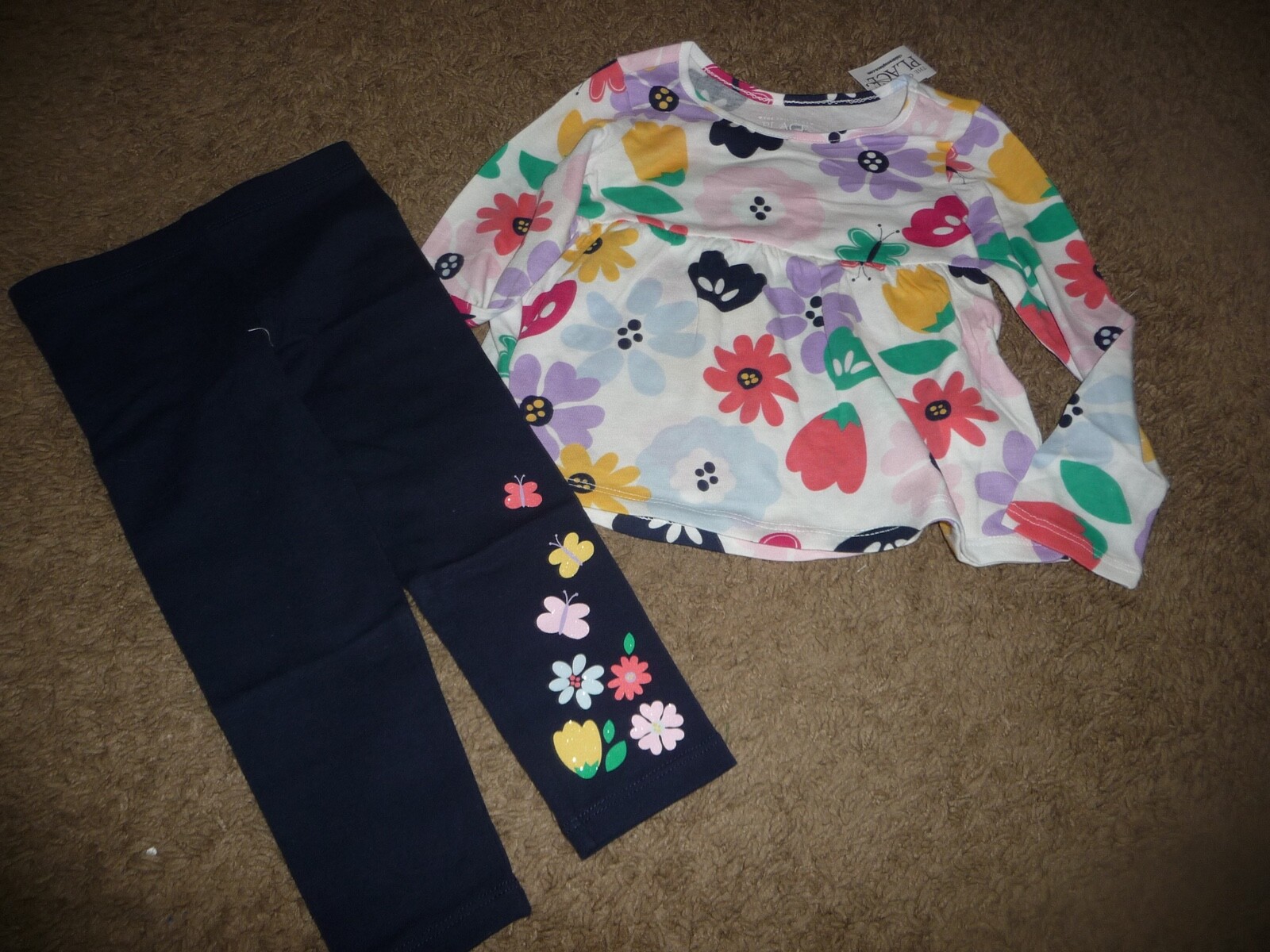NEW Childrens Place girls size 2T 2 piece colorful floral pant set outfit