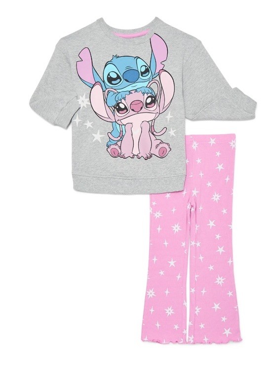 Net Disney LILO & Stitch & Angel Sweatshirt flare Size 2T Leggings Set Grey Pink