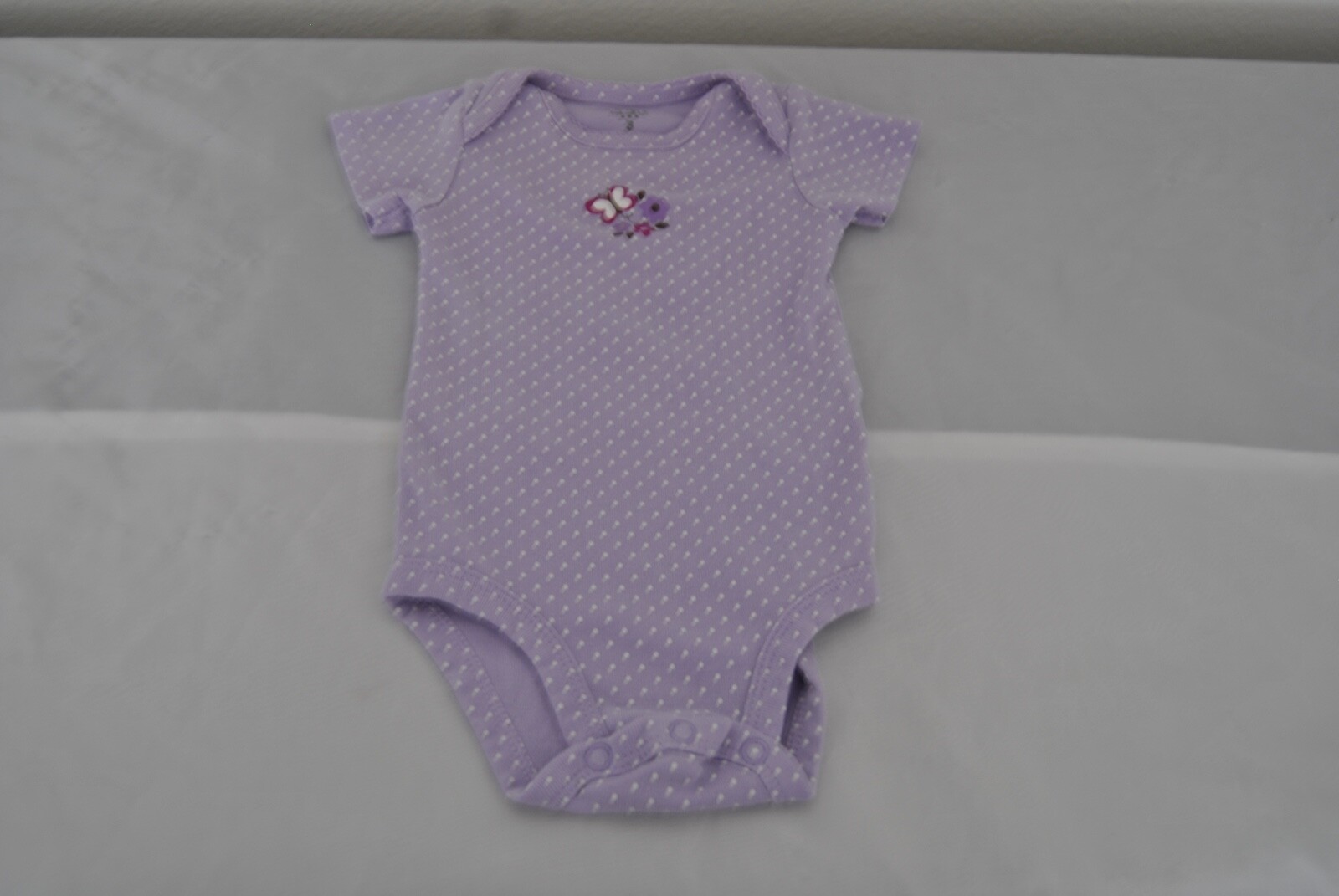 Girls One Piece by Carters 3M. purple polkia-dot RN 35623