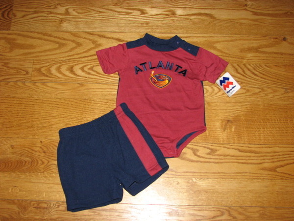NEW Baby Boys Atlanta Thrashers Creeper Shorts Set Outfit Size 6/9M 6/9 Mo Girls