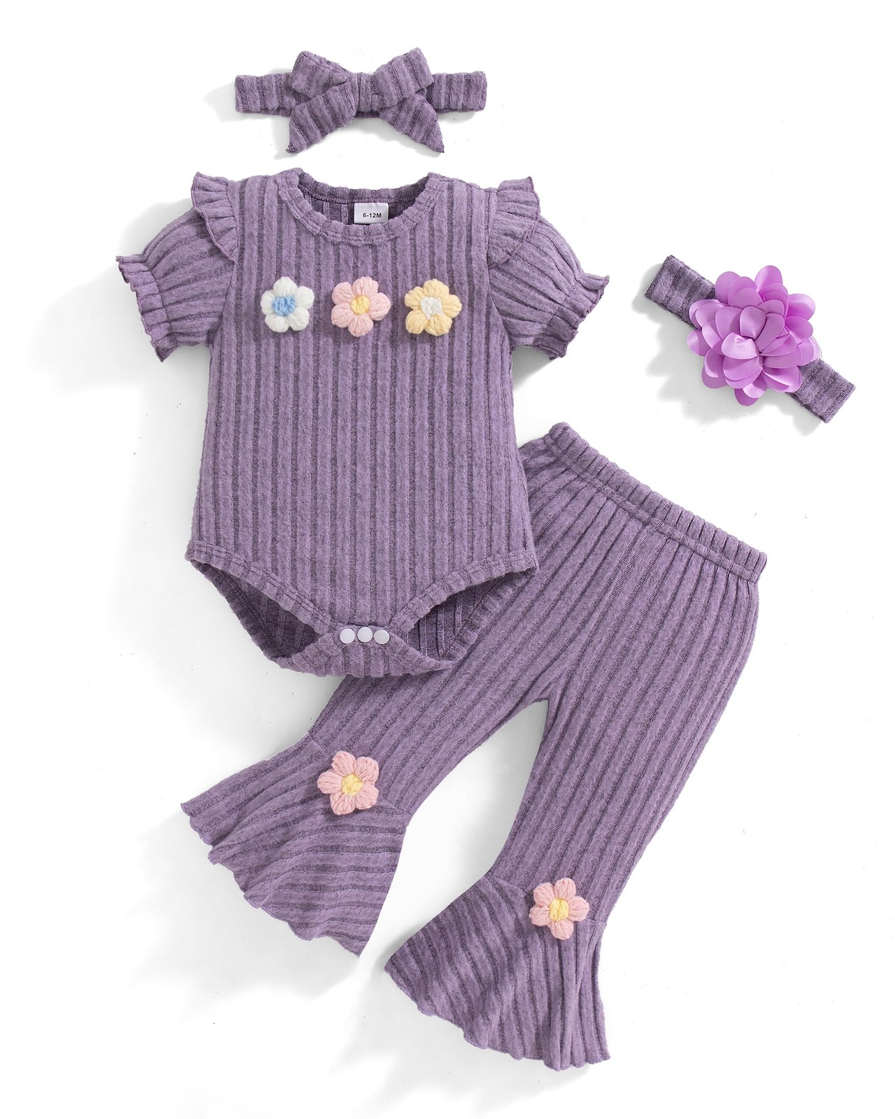 Vibebox Baby Girl Clothes 3-6 Months Summer Short Sleeve Months, Purple