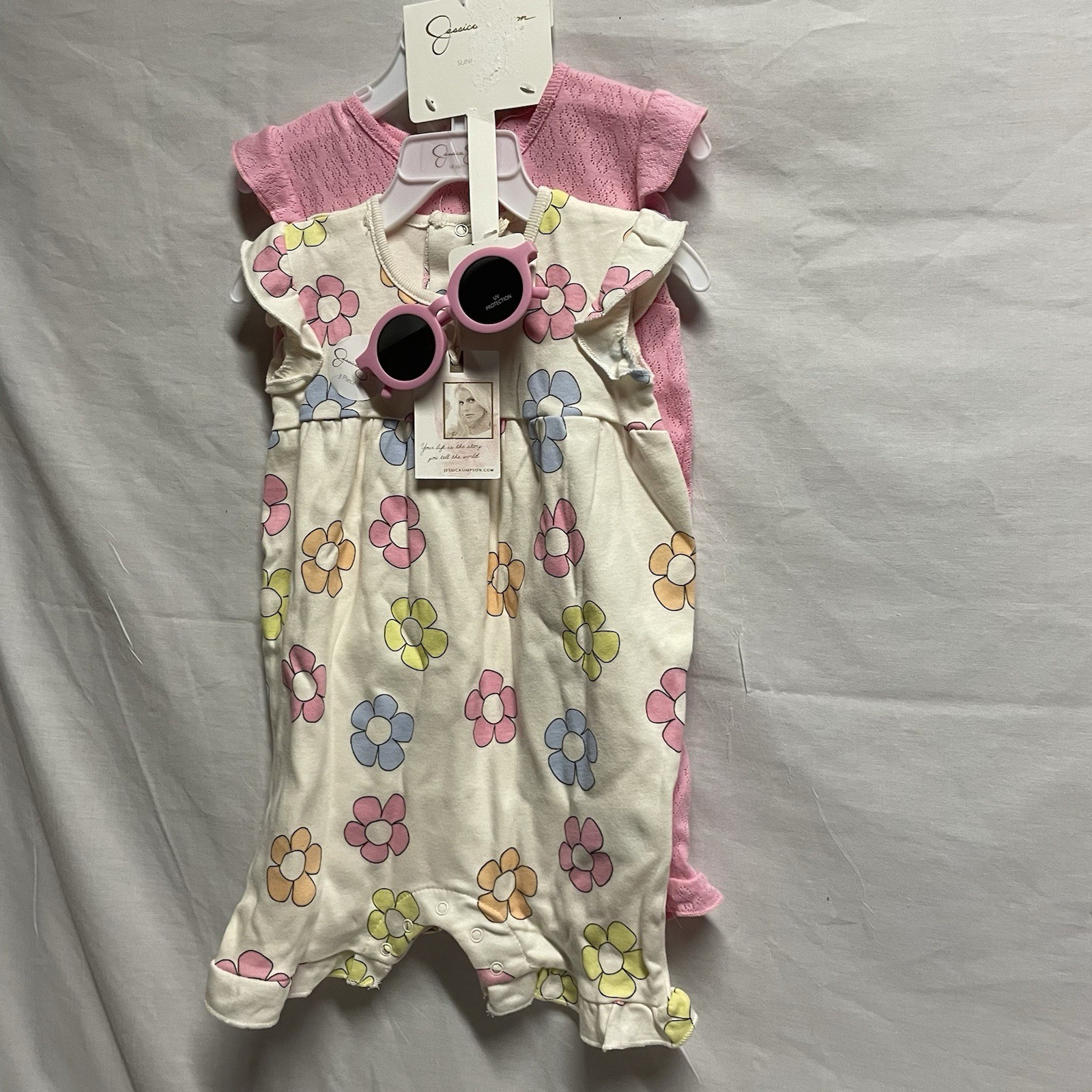 Girls 24 Month Jessica Simpson 2 Pack Rompers With Sunglasses