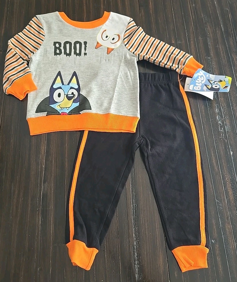 Bluey BOO! Halloween Outfit 2pc Sweatshirt & Pants Set Size 2 Toddler NWT