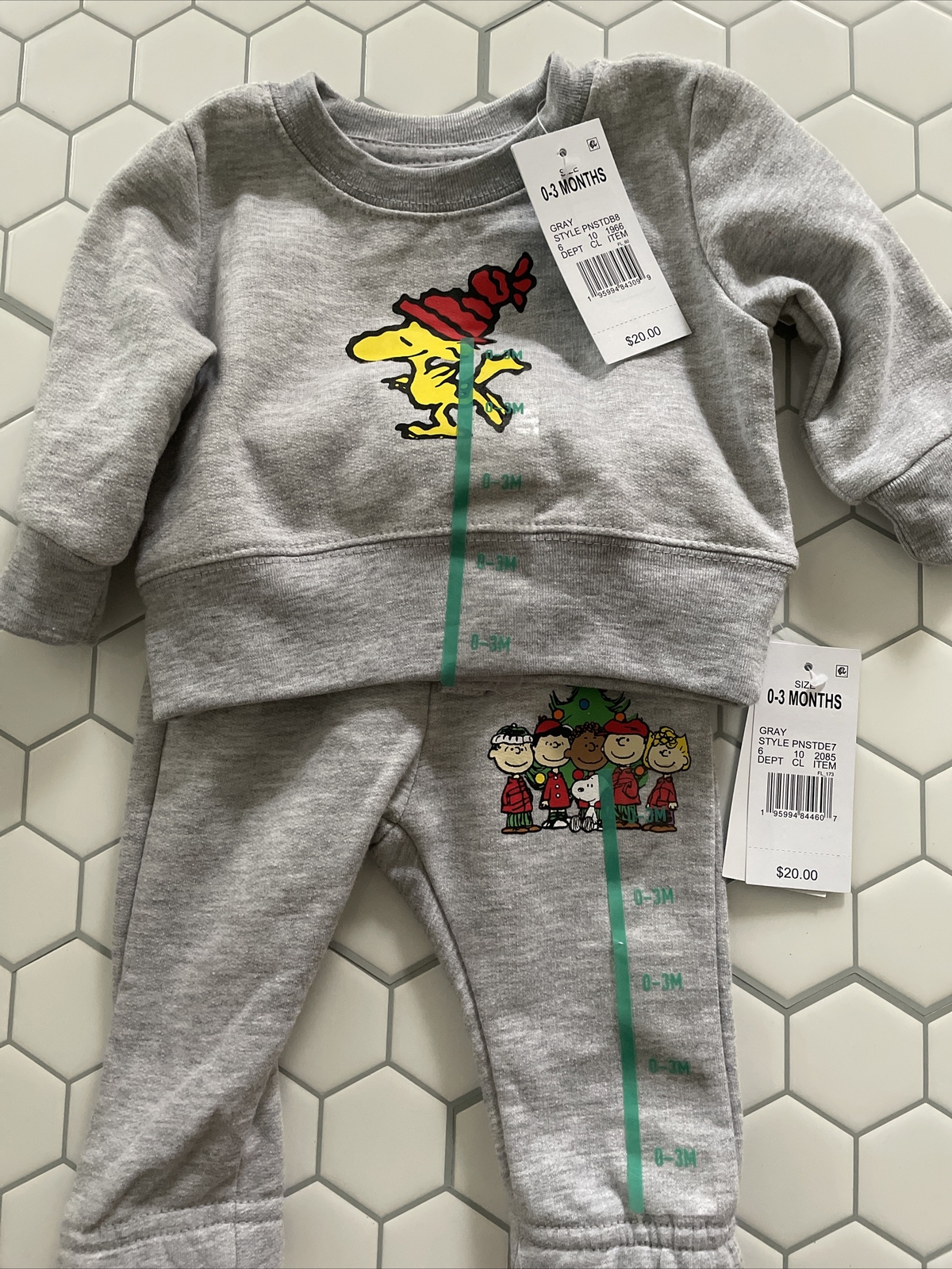 Peanuts Woodstock Fleece Infant Sweatsuit Shirt Top Bottom 0-3mo Gang Holiday