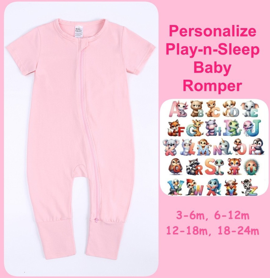 Unisex Baby Romper Bodysuit Cotton Short Sleeve Double Zip Heat Transfer 4 Sizes