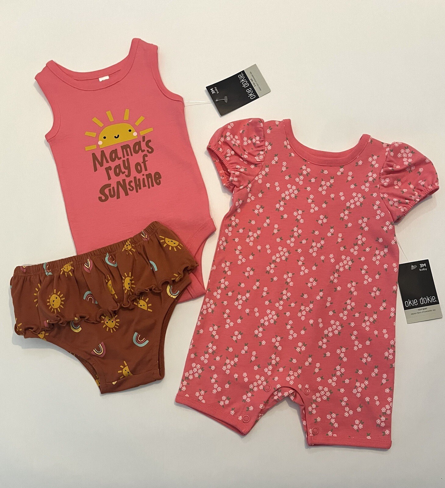 Baby Girl Clothes 3 Months Romper Bodysuit Diaper Cover Cute Outfit New