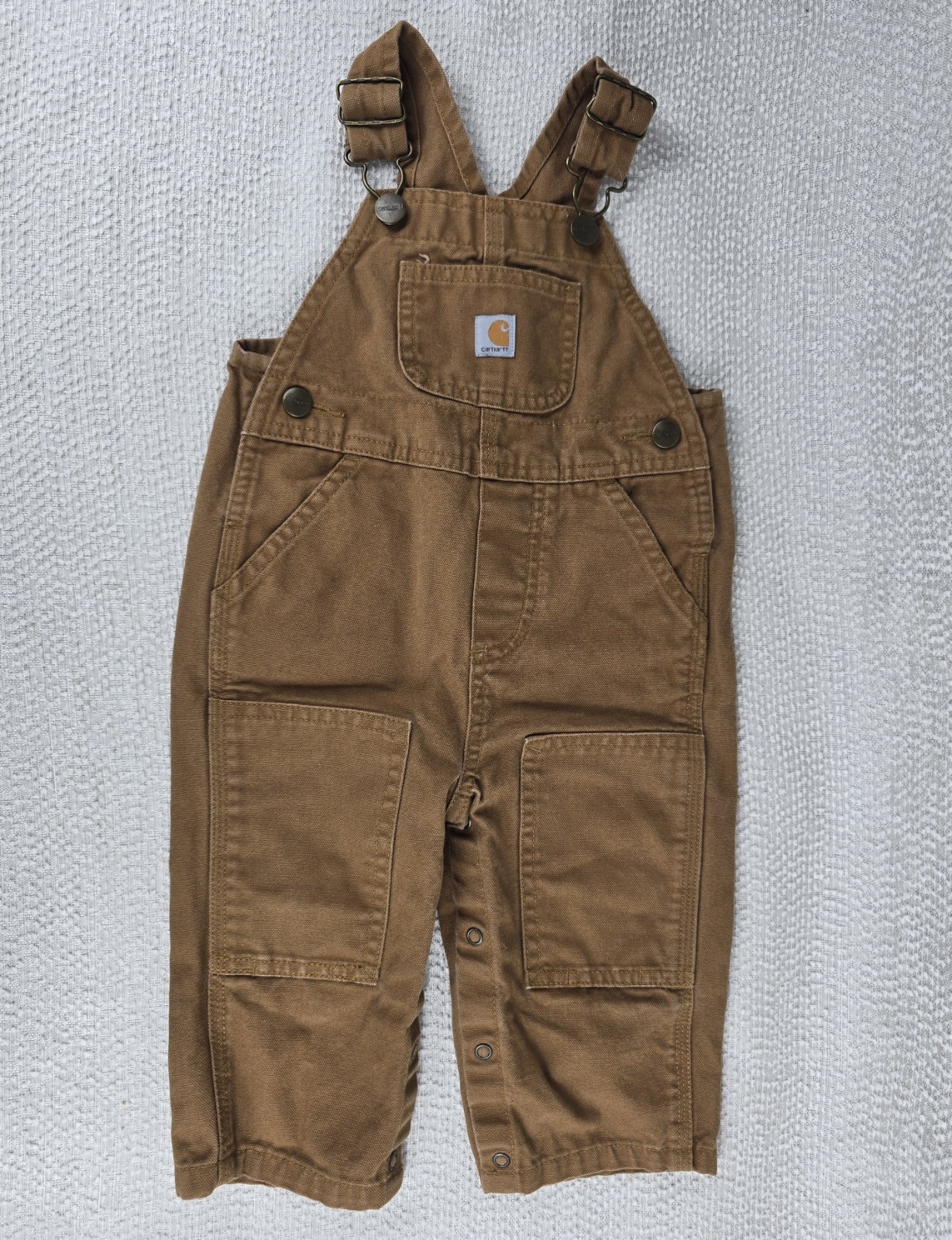 Carhartt Boys Overalls Size 12M Toddler Double Knee Brown Pants Baby Canvas BIB