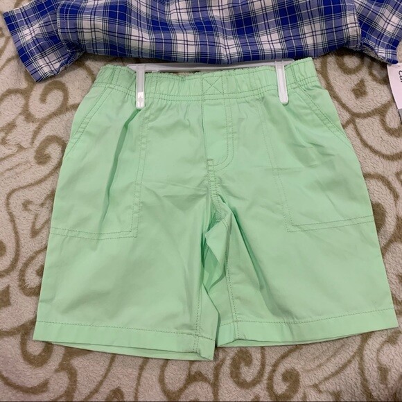 Carter’s 2-Piece Plaid Button-Front Shirt & Canvas Short Set Toddler Boys Outfit
