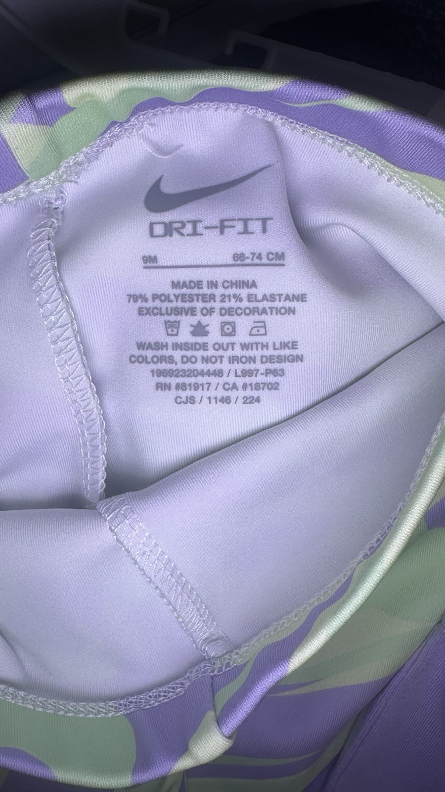 Nike Infant Baby Girl 2 Piece Set Bodysuit & Legging Hydrangeas Purple 9 Months