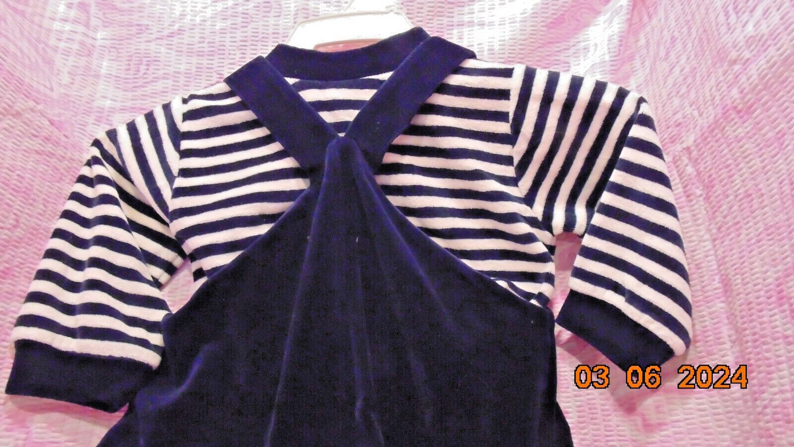 2 pc Boys Good Lad Apparel Navy Overalls w/Bear & Stripe Top Size 6-9 Months