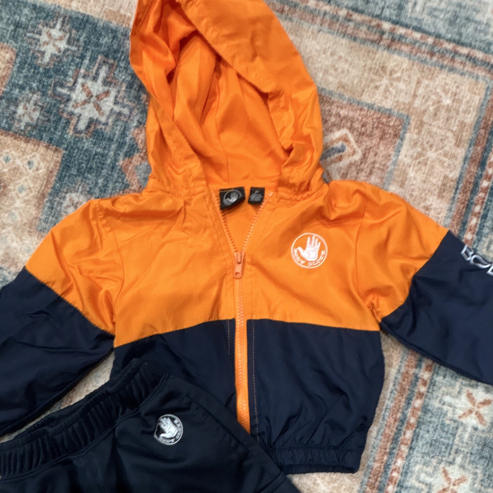 Body Glove 2T Orange/Black Colorblock Hooded Zip Jacket & Pants Set Logo