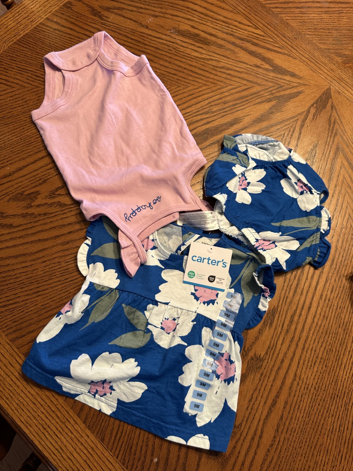 NWT 9 mo baby girls CARTERS 3pc Floral Ruffled Bloomers Bodysuit & Top Outfit
