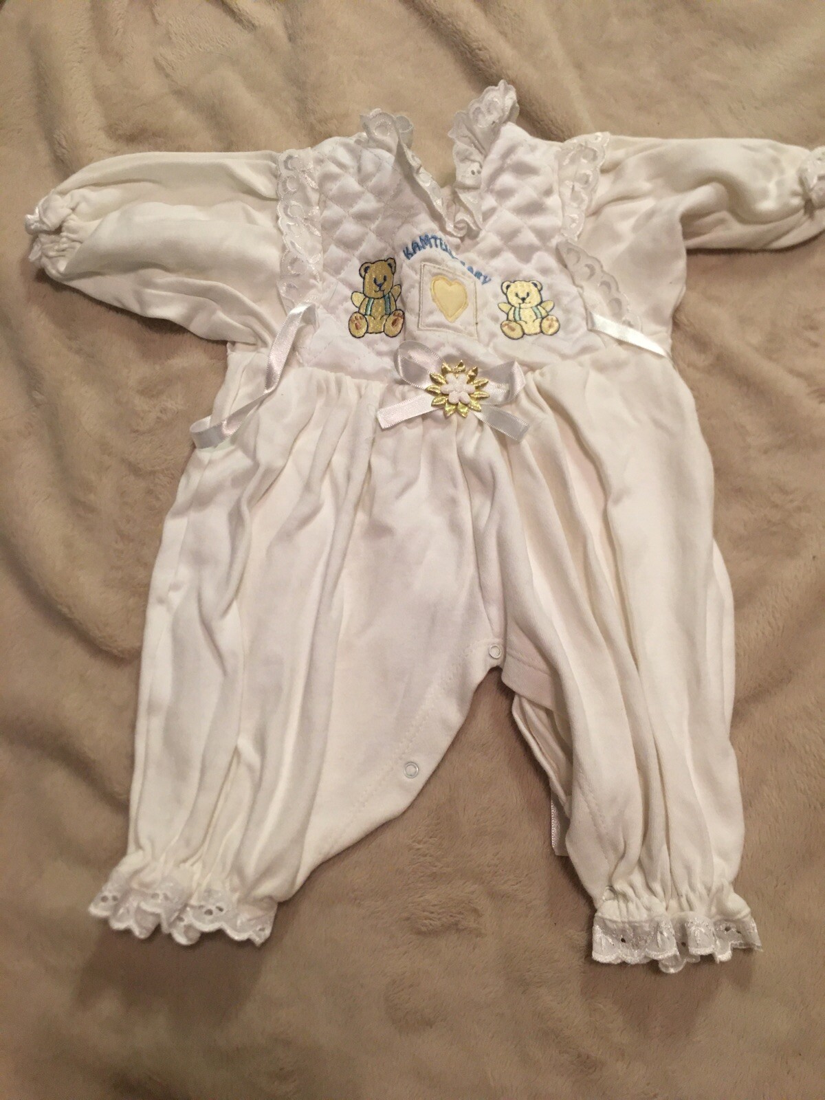 One Piece 3 To 6 Months Size German Baby Child Baptism Christening Outfit White