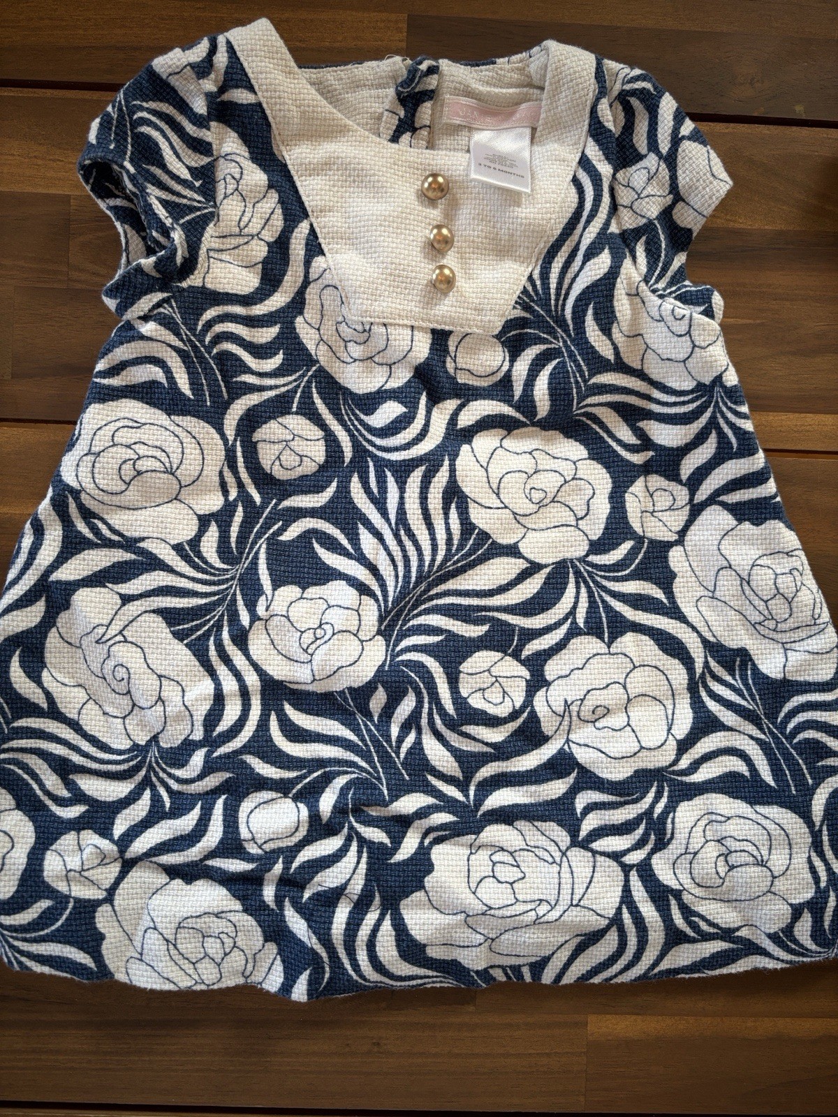 Mixed Brands Baby Girls 3-6M 3pc Outfit Set Floral Lace Dress + Romper Blue