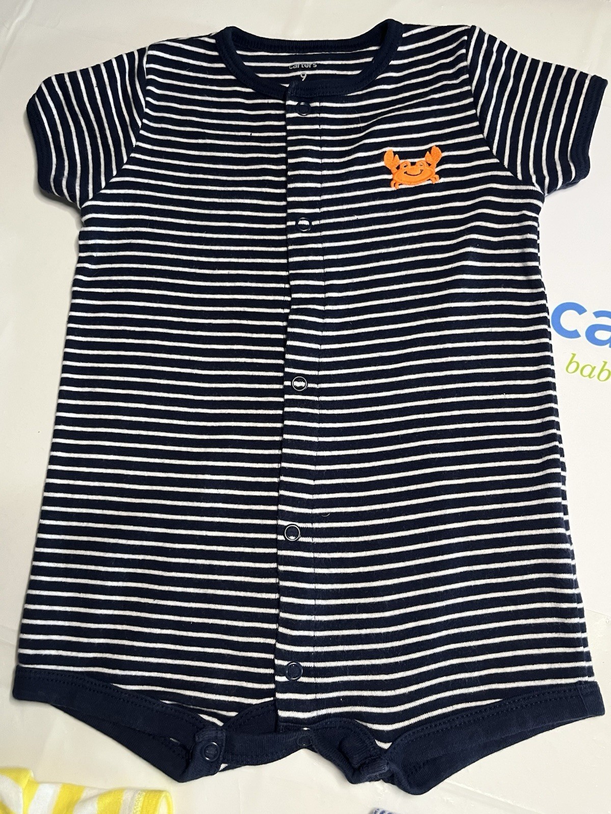 Carters Boys Lot Of 4 Shirts & 2 Rompers=6 Total-Size 9 Months-Bin110
