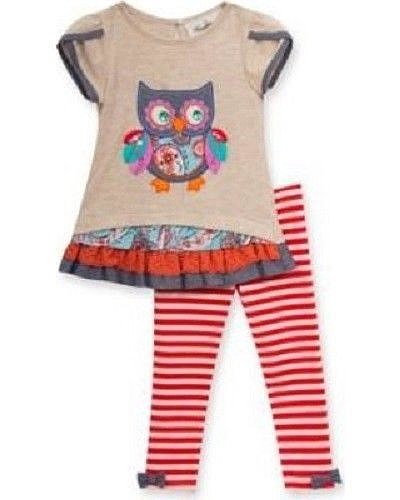 Rare Editions Owl Top & Leggings 2-Piece Outfit Infant Baby Girl 6-9 Months NEW
