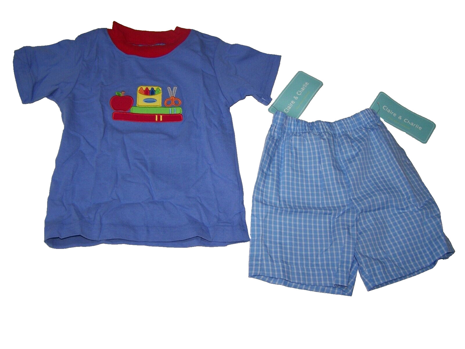 Claire & Charlie Boutique Boys Short Set School 2 Piece Short Sleeve Size 3T NWT