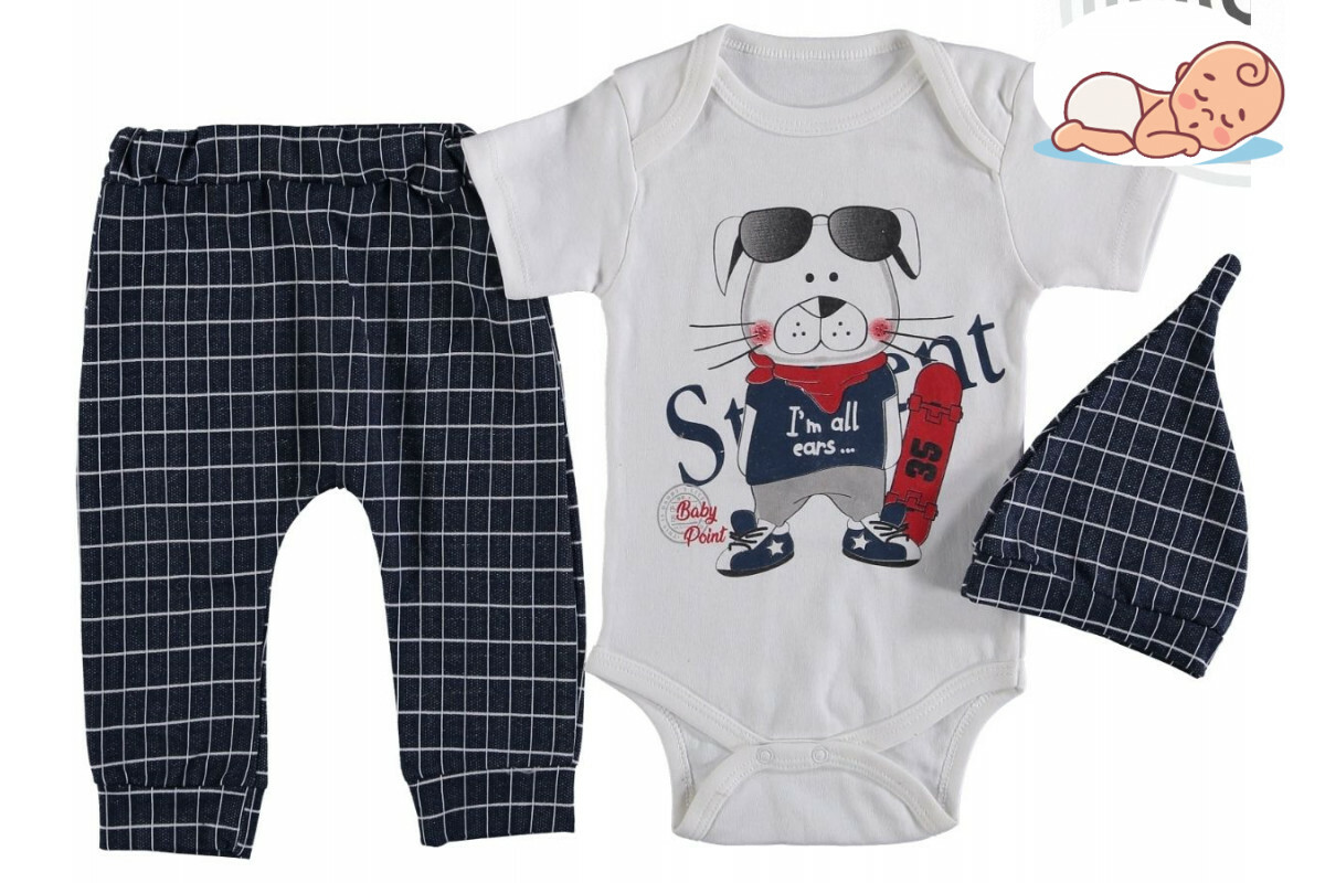 Unisex Baby bodysuit set with pants and hat. Extra soft material!